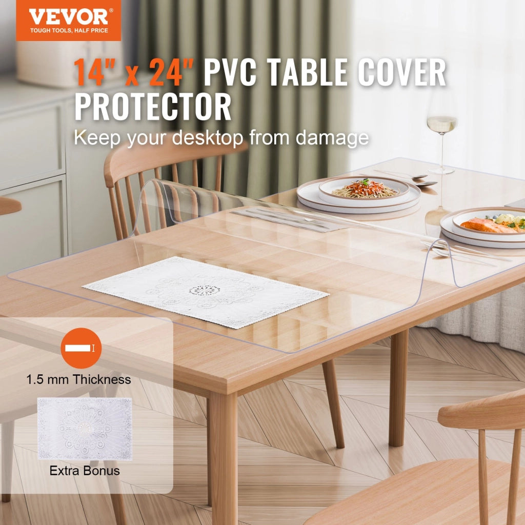 Tovaglia di Protezione Tavolo Rettangolare in PVC Trasparente 356x610mm Spessore 1,5 mm Impermeabile per Scrivania e Tavolo