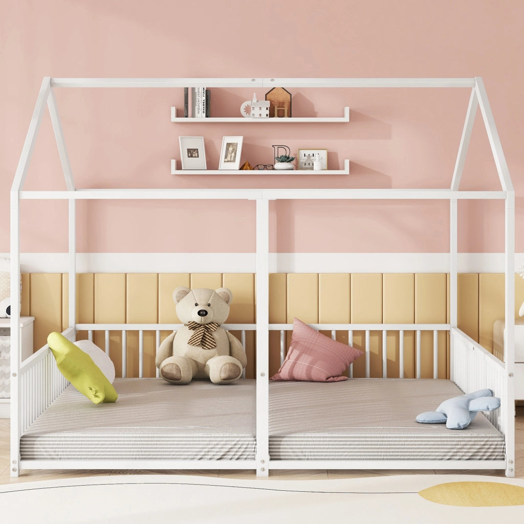 Letto a Soppalco per Bambini ¨C MINIMAL ¨C Metallo Bianco 90x200 con Ringhiera e Scala