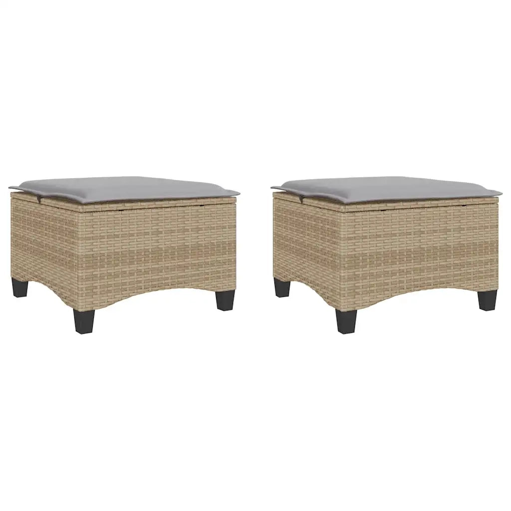 Sgabelli Giardino con Cuscini 4 pz Beige 55x55x36 cm Polyrattan CFW1202337