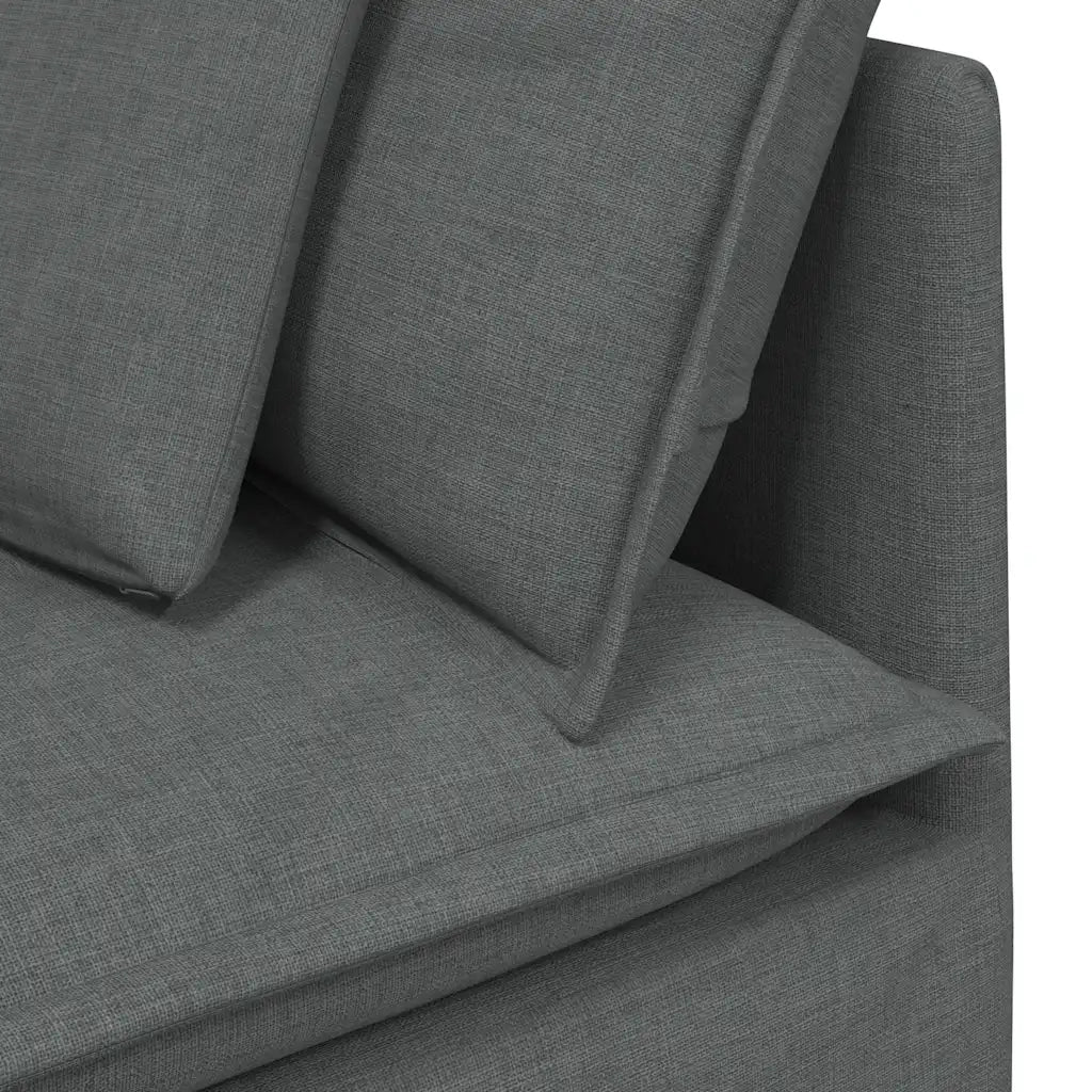 Divano Modulare con Cuscini in Tessuto Grigio Scuro 3321238