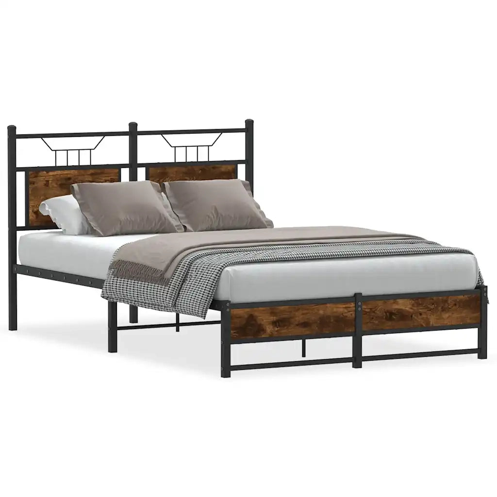 Letto matrimoniale | Letto per adulti | Giroletto senza Materasso Rovere Fumo 120x190 cm in Truciolato