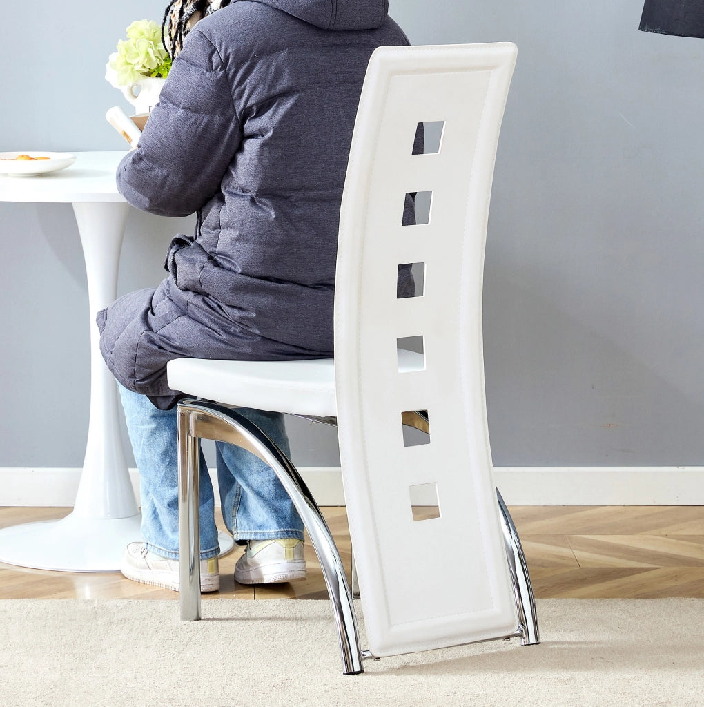 SEDIA da pranzo Set da 2 pezzi 102,5 cm PU bianco e metallo argento