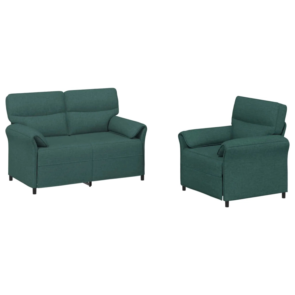 Set di divani 2 pz Verde Scuro Tessuto 3424848