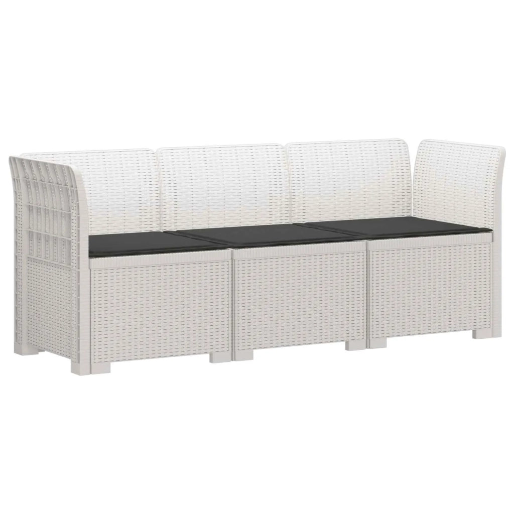 Divano da giardino 3 posti con cuscini in look rattan PP Bianco 3443827