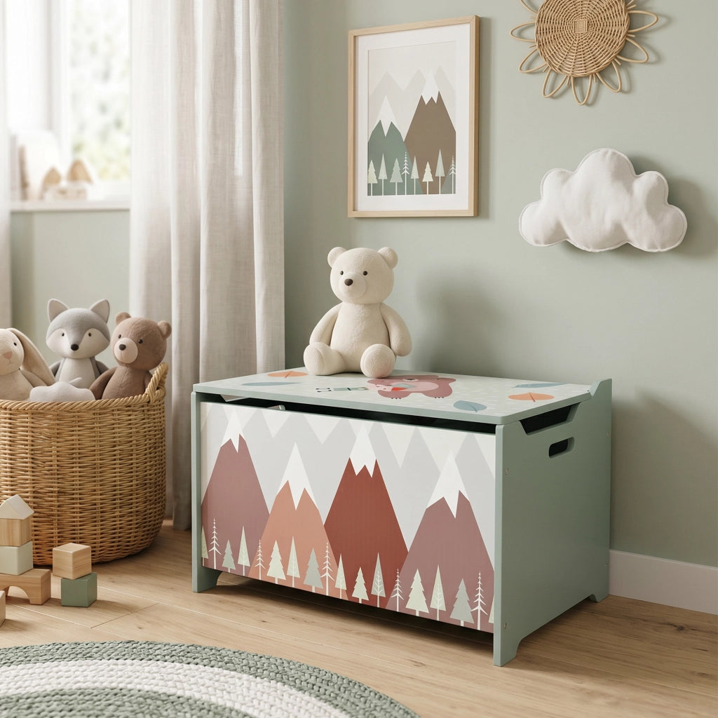 Contenitore Portagiochi con Coperchio ¨C Minimal ¨C Verde MDF 60x37x39