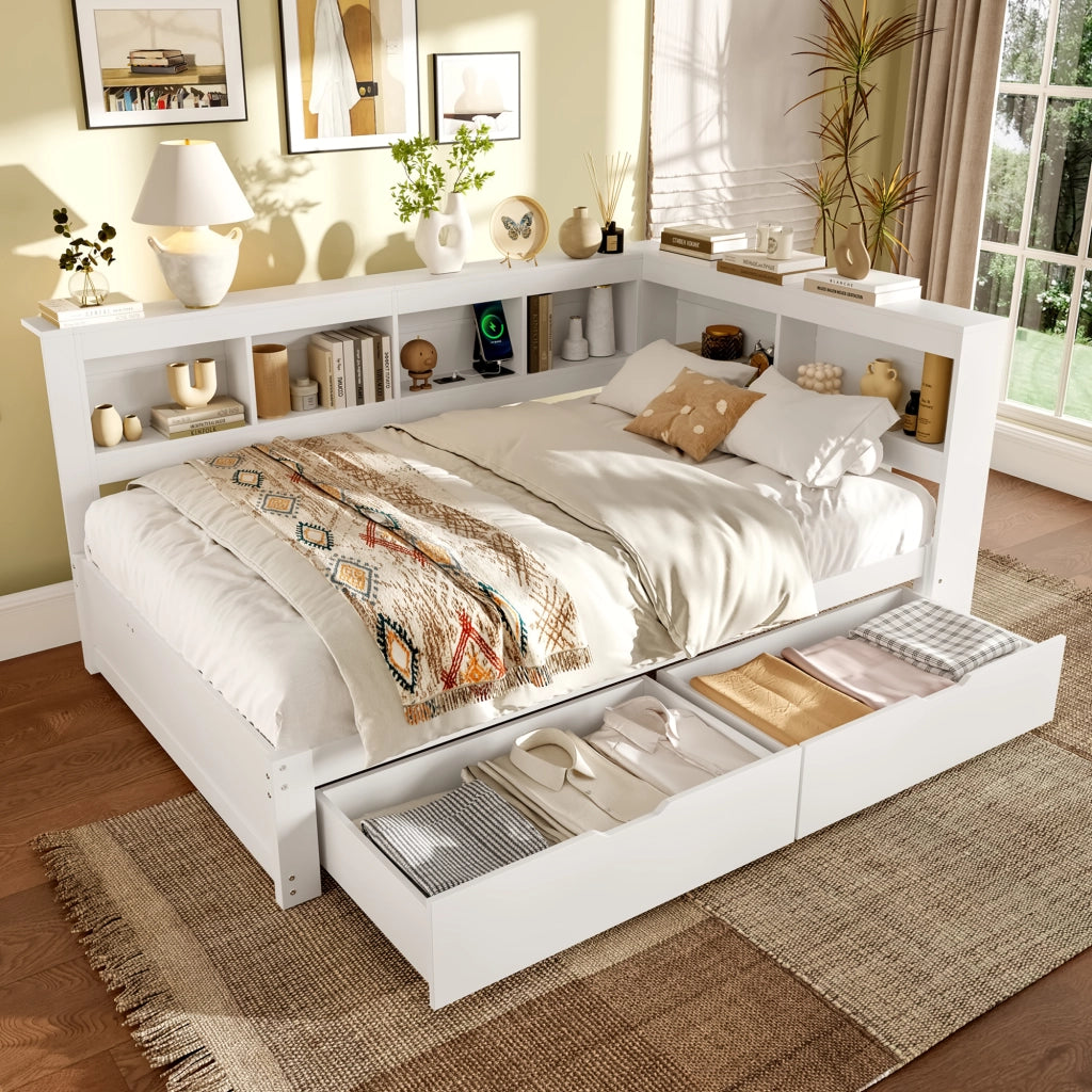 Letto divano con funzione letto a scomparsa in MDF e pino 140x200 cm