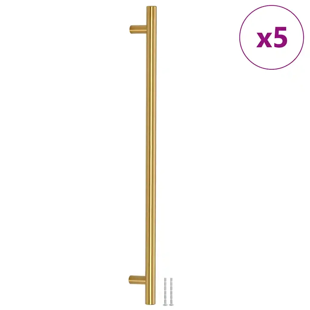Poignées d'armoire 5 pcs doré 480 mm acier inoxydable