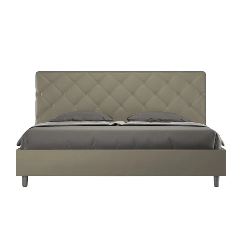 Letto imbottito Matrimoniale 190x190 cm Priya - Similpelle,Cappuccino,Con rete