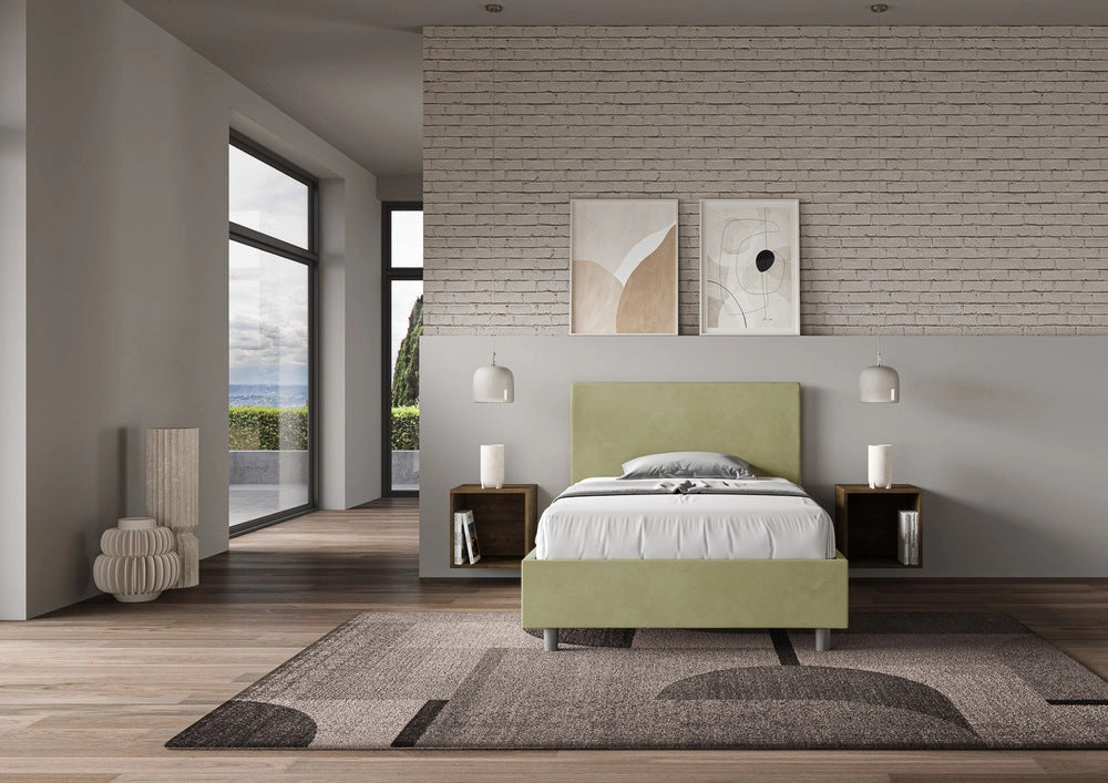 Letto Singolo 90x190 cm con Rete Adele Tè Verde