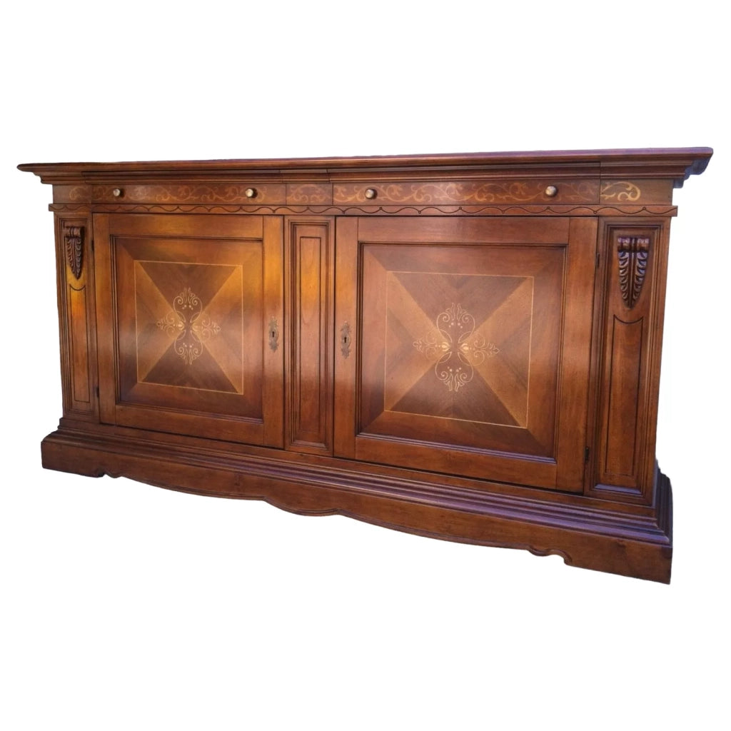 Madia credenza 2 porte in legno arte povera tinta bassano l.213 p.55 h.115 (487) - Mobili 2G