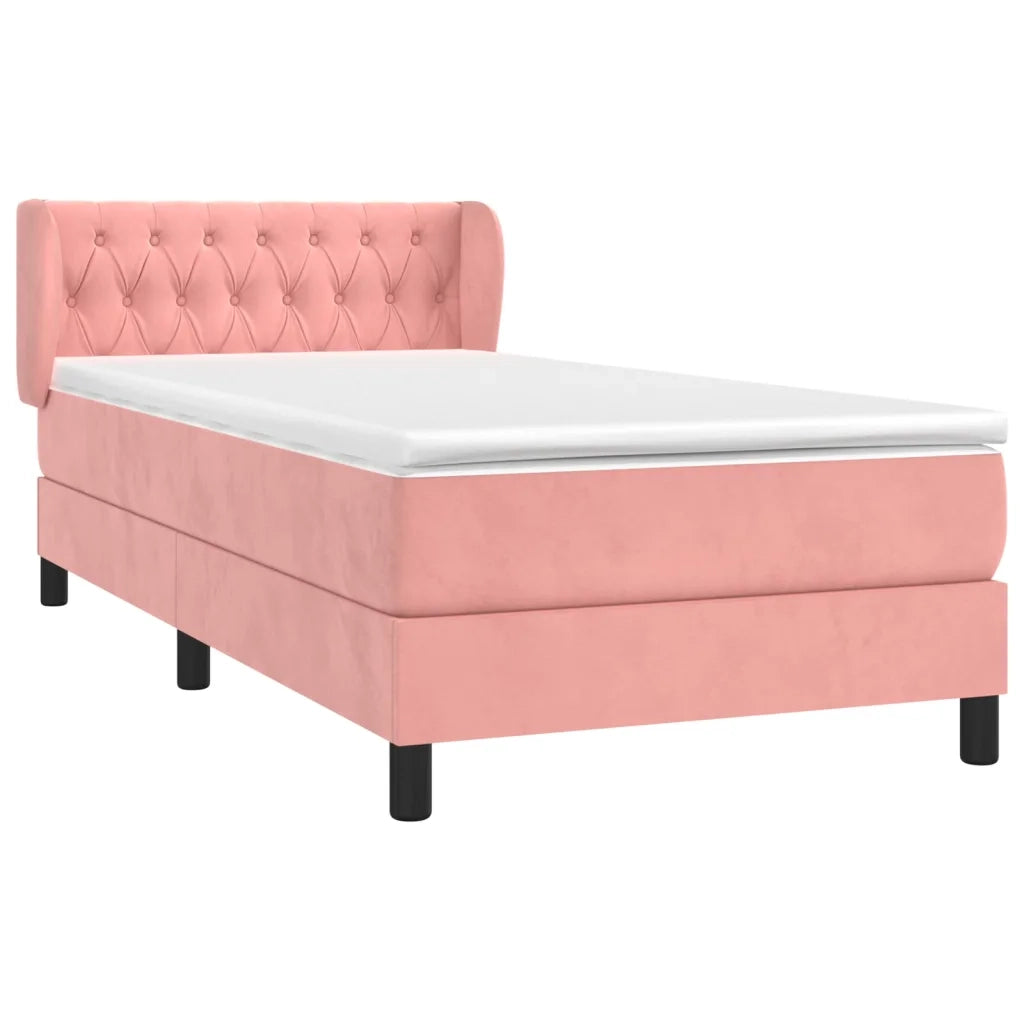 Giroletto a Molle con Materasso Rosa 100x200 cm in Velluto