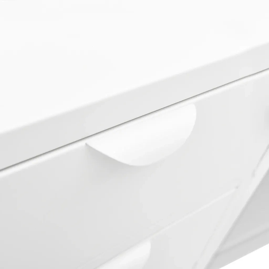 Credenza Bianca 105x35x70 cm in Acciaio e Vetro Temperato