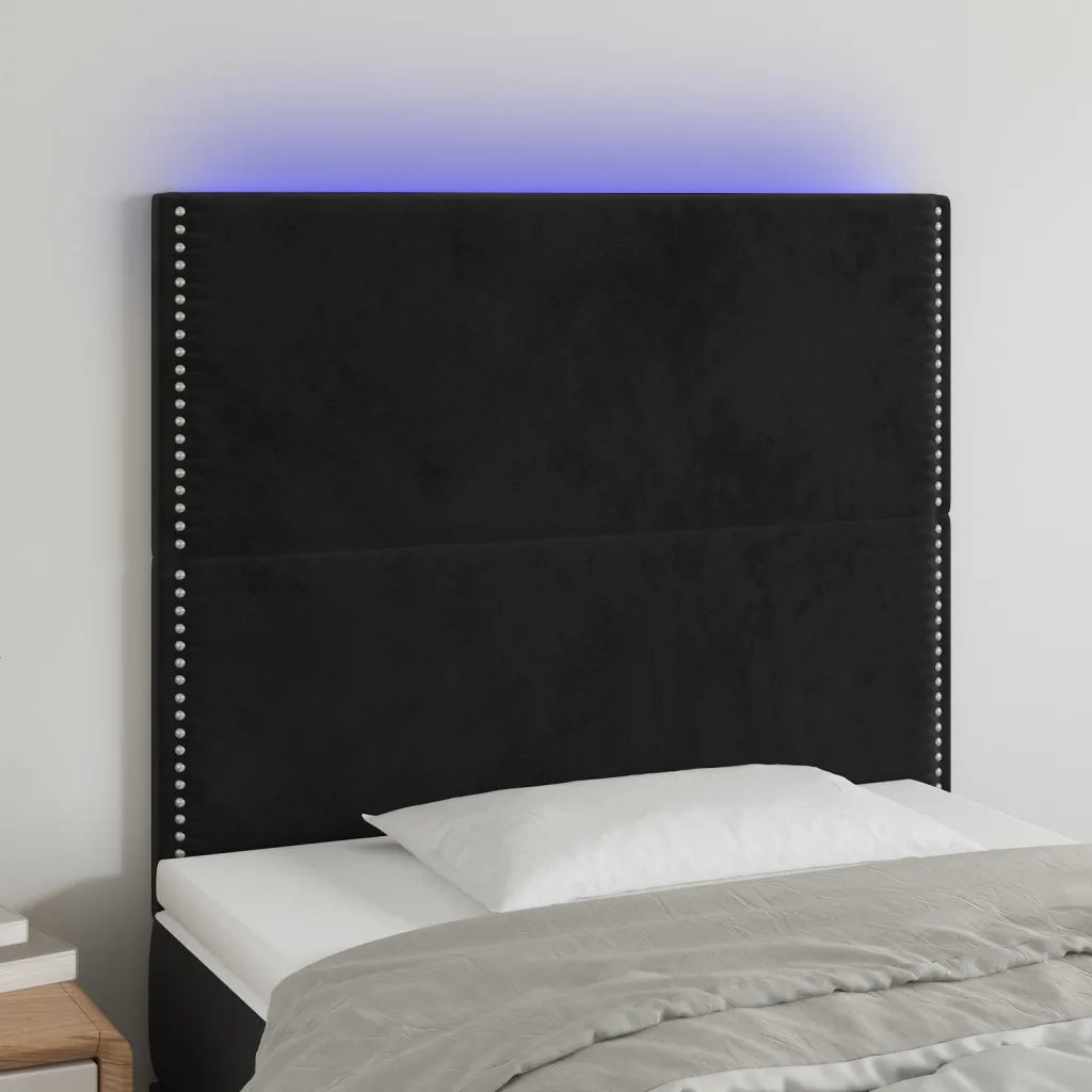 Testiera | Testata a LED Nera 100x5x118/128 cm in Velluto