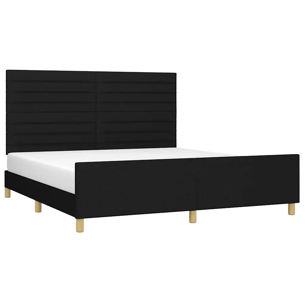 Letto matrimoniale | Letto per adulti | Giroletto senza Materasso Nero 180x200 cm in Tessuto