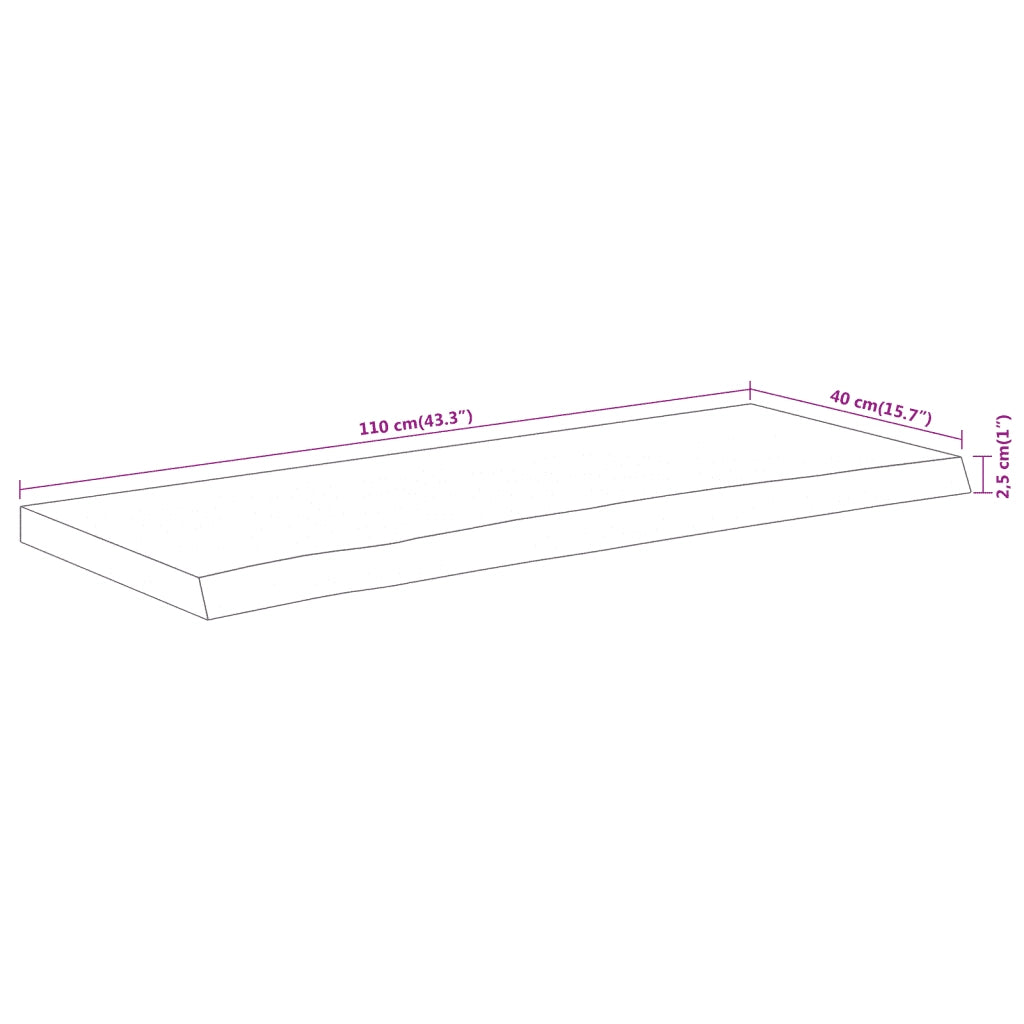 Dessus de table 110x40x2,5 cm rectangulaire bois massif acacia