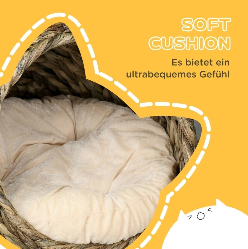 Cuccia rialzata per gatti in giacinto d'acqua
