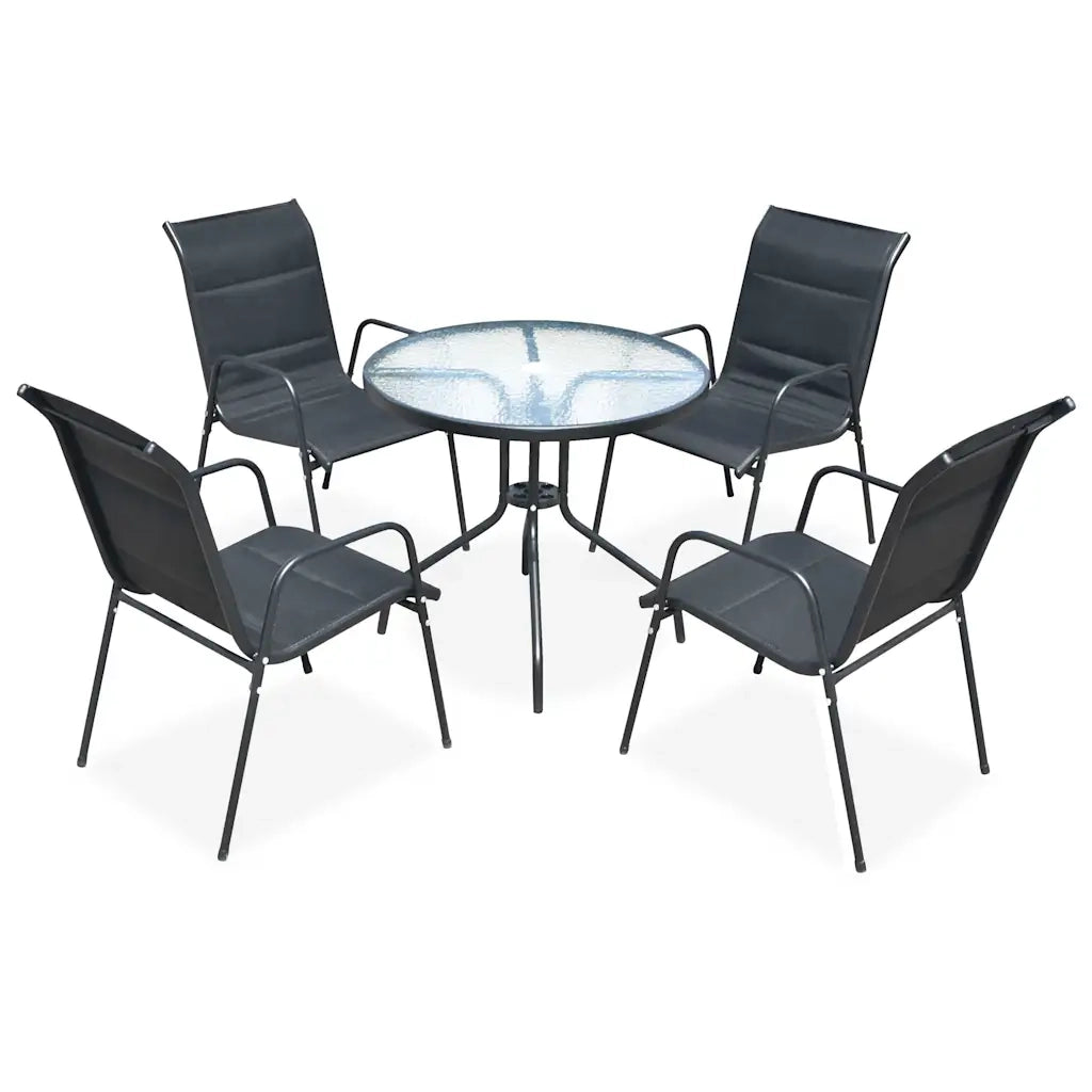 Set da Pranzo da Esterno 5 pz in Acciaio Nero 43318