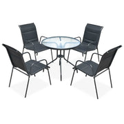 Set da Pranzo da Esterno 5 pz in Acciaio Nero 43318