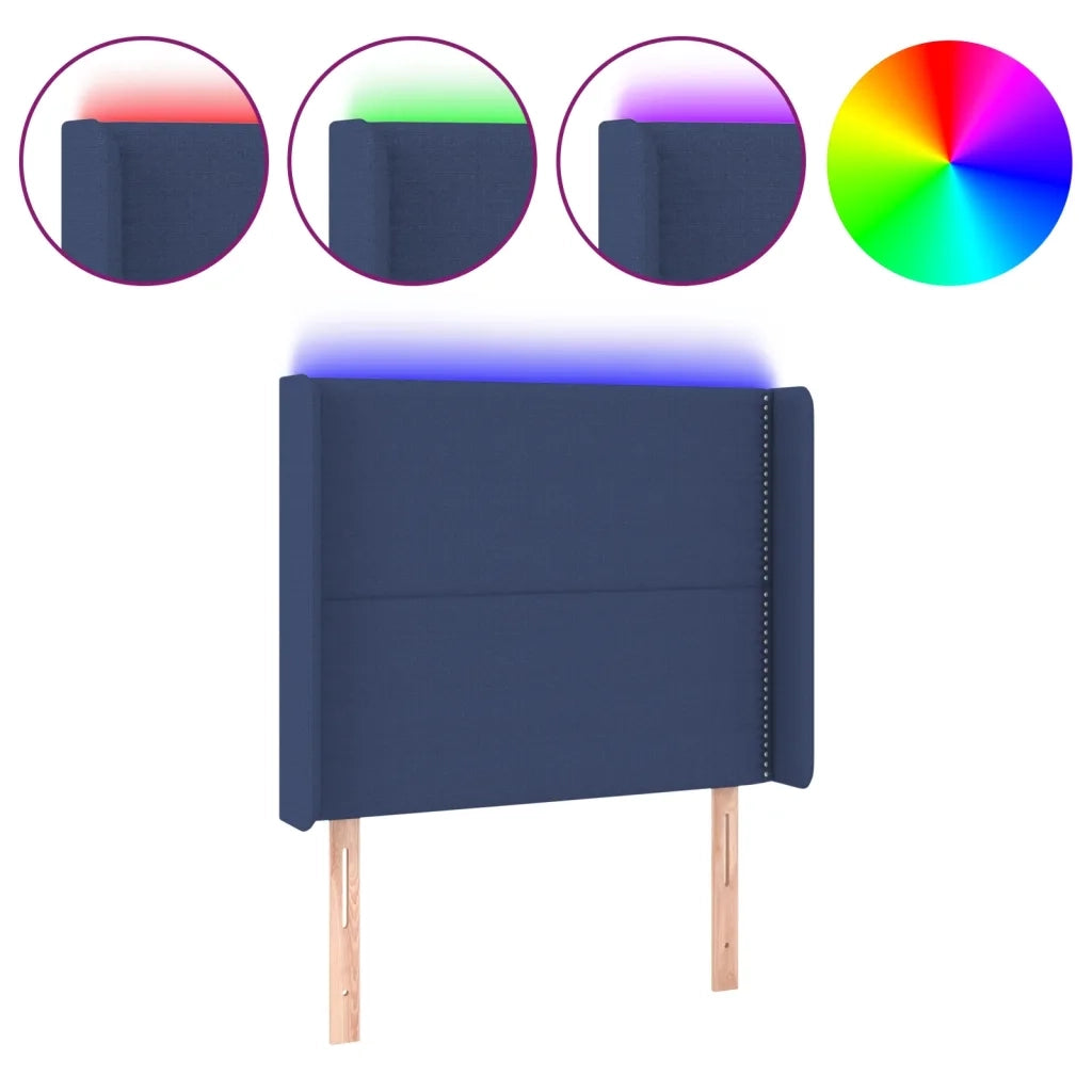 Testiera a LED Blu 93x16x118/128 cm in Tessuto 3123896