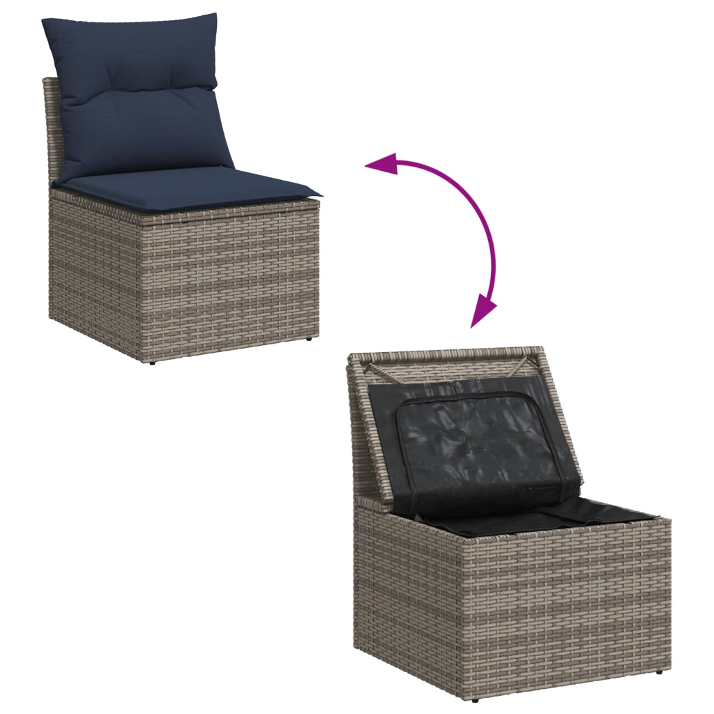 Sedia Giardino Senza Braccioli con Cuscini Grigio Polyrattan 366162