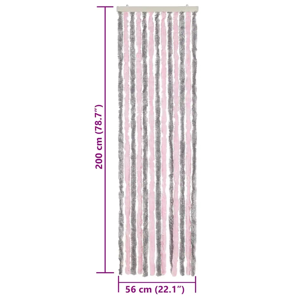 Tenda Antimosche-Zanzariera Grigio Argento e Rosa 56x200 cm in Ciniglia