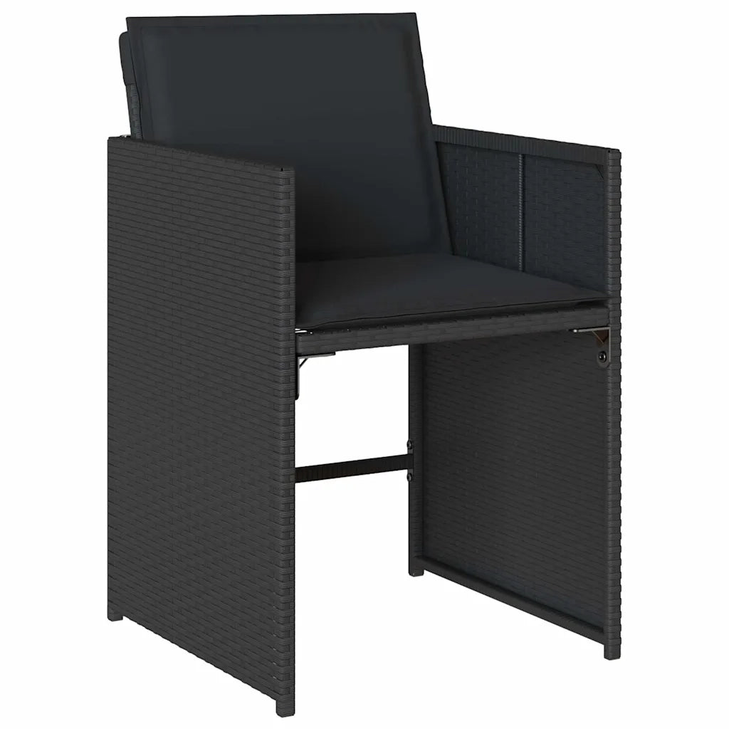 Set da Pranzo da Giardino 5 pz | Set Salotto da Giardino Nero con Cuscini in Polyrattan