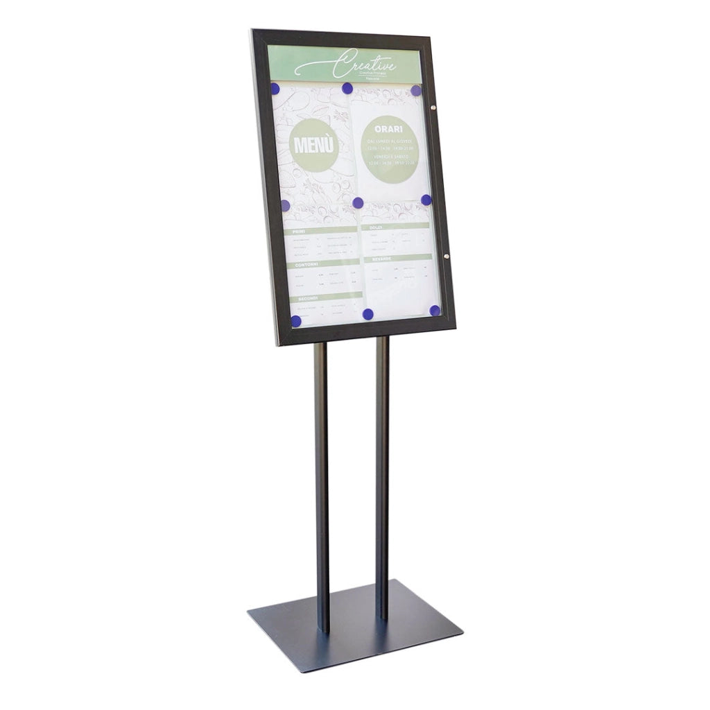 Espositore a Leggio con Piantana 51,4x79 cm in Alluminio Porta Menù Nera