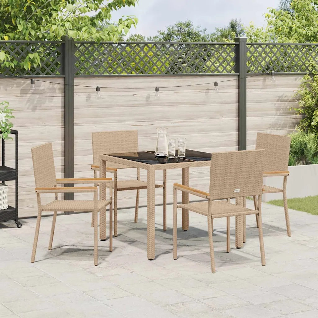 Set da Pranzo per Giardino 5 pcs Beige polyrattan