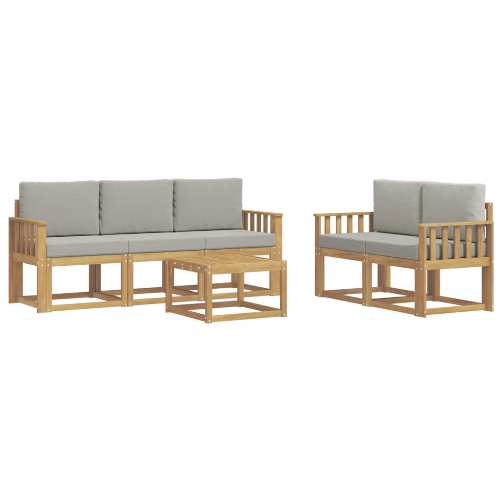 Set di divani da esterno 6 pz Bianco e Grigio Chiaro Poliestere 3387240