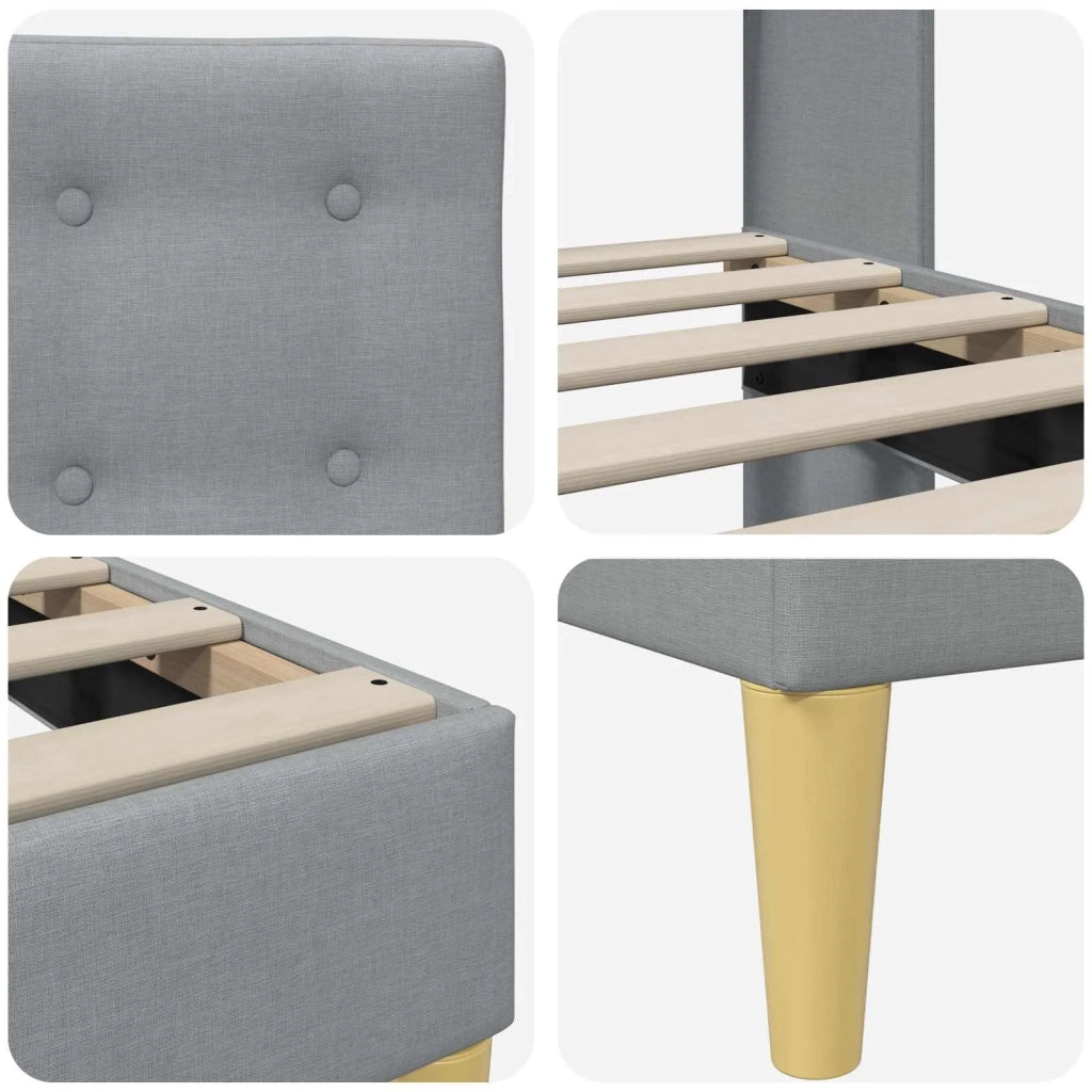 Letto matrimoniale | Letto per adulti | Struttura del letto Grigio Chiaro 140 x 190 cm Tessuto