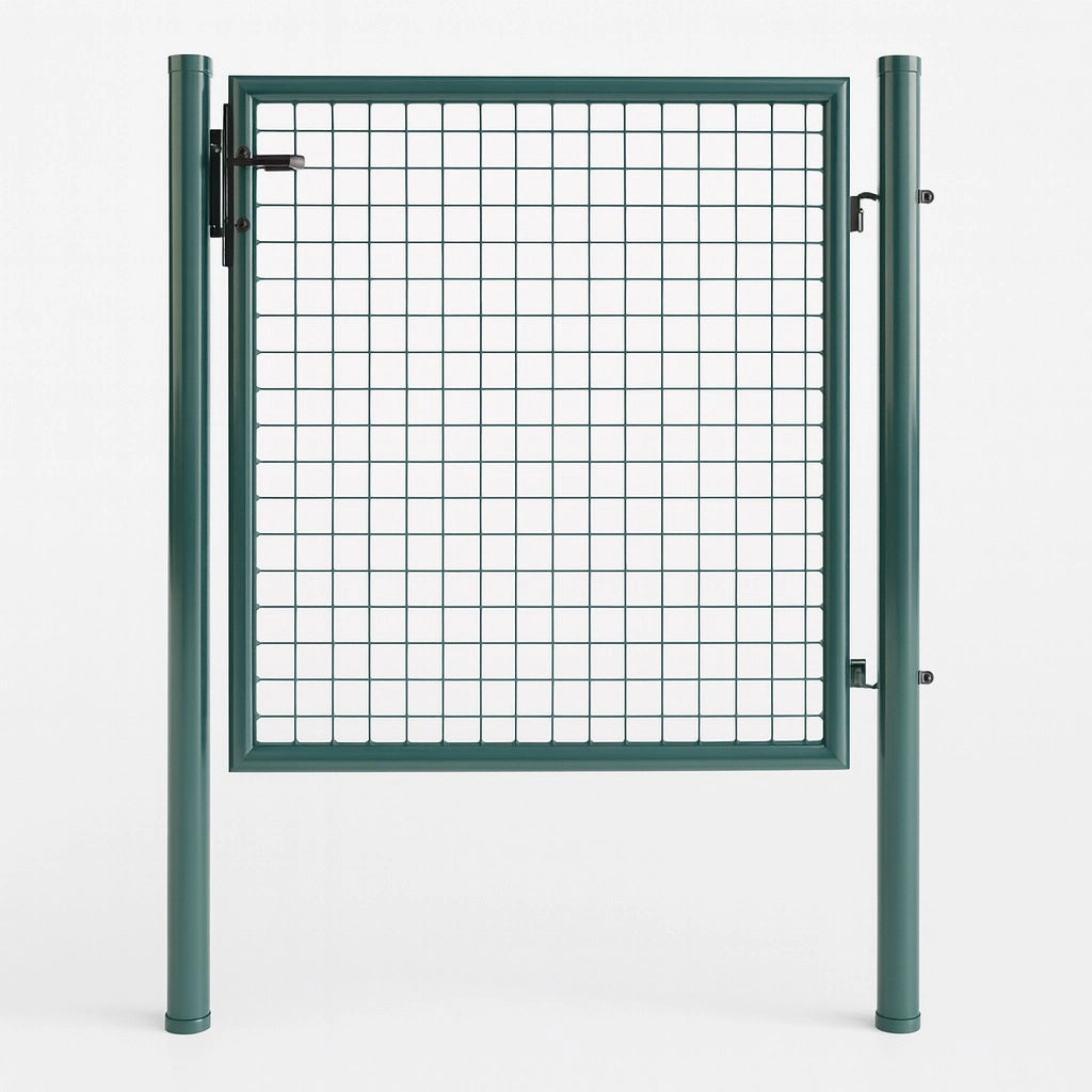 Cancello Pedonale in Metallo Verde 100x150 cm con Chiave per Recinzione Giardino