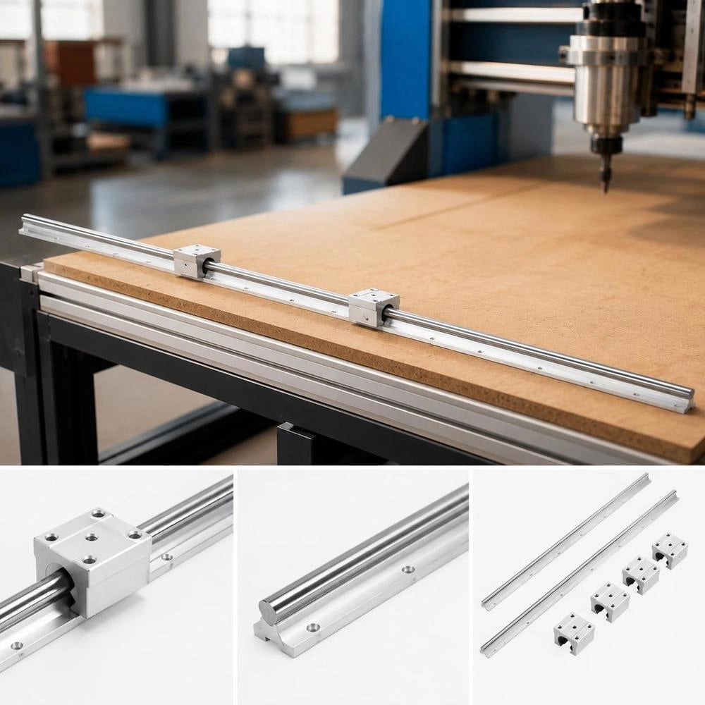Linear Guide, Linear Rail, 2 Pcs. SBR20-2200mm Carbon Steel Aluminum Guide Rail With 4 Pcs. SBR20UU Sliding Blocks, Linear Bearing, Bearing Block, CNC Parts For 3D Printers, Milling/turning Machines