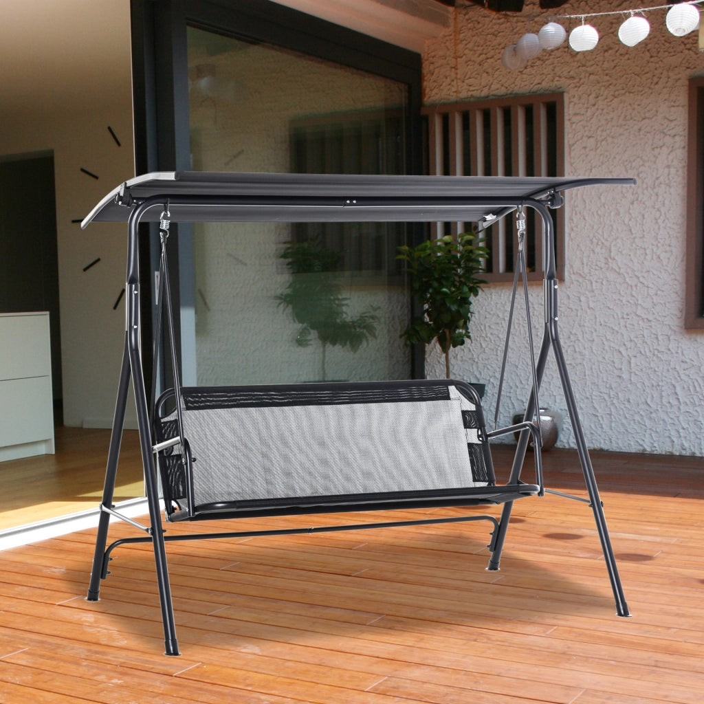 Dondolo Giardino 2 Posti ¨C Minimal ¨C Grigio Antracite, Metallo e Textilene, 172x110x155cm