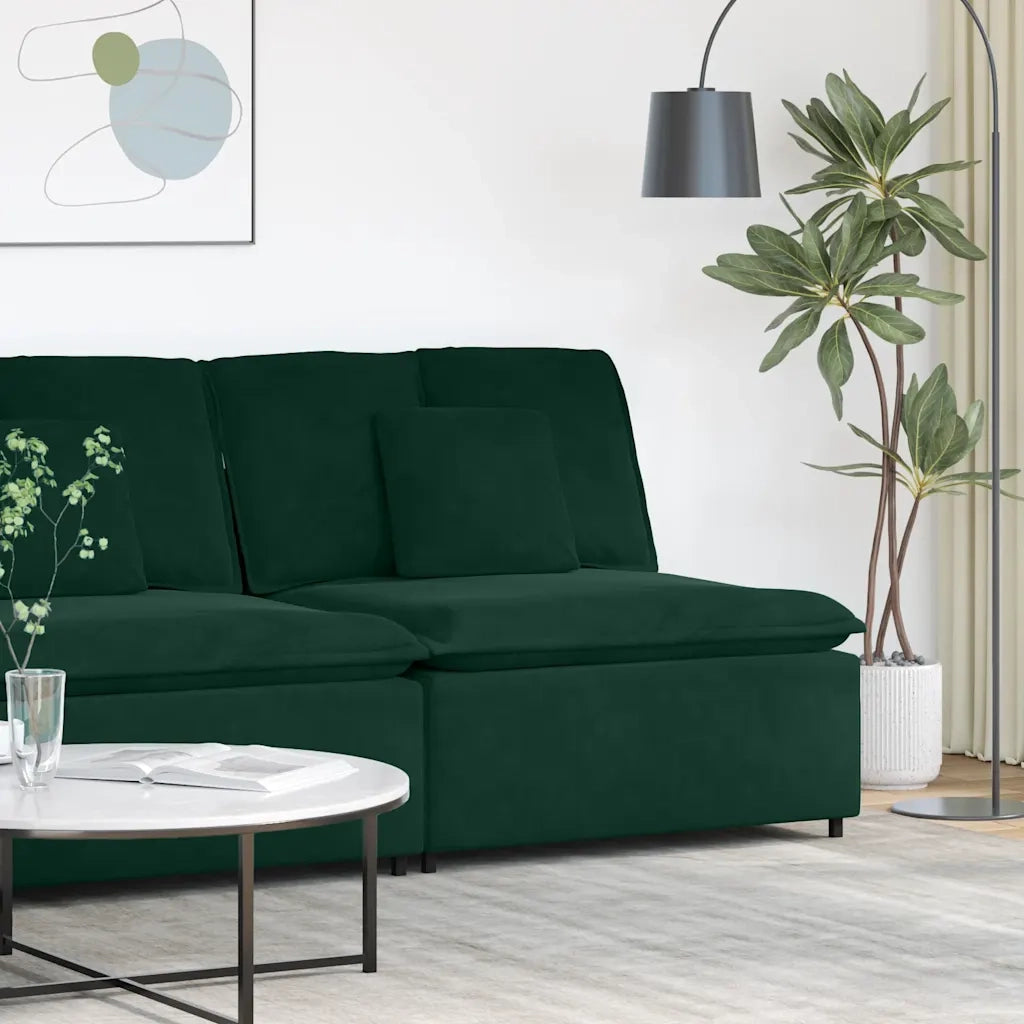 Modulo Centrale Divano Modulare con Cuscini Verde Scuro 100 cm 4104431