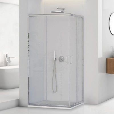 Box doccia angolare 80x120 cm doppio scorrevole vetro trasparente  Tay