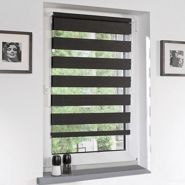 Tenda a Rullo 200x180 Cm Finestra Porta Interno Casa Ufficio Kit Montaggio Parete Telaio No Fori Nero