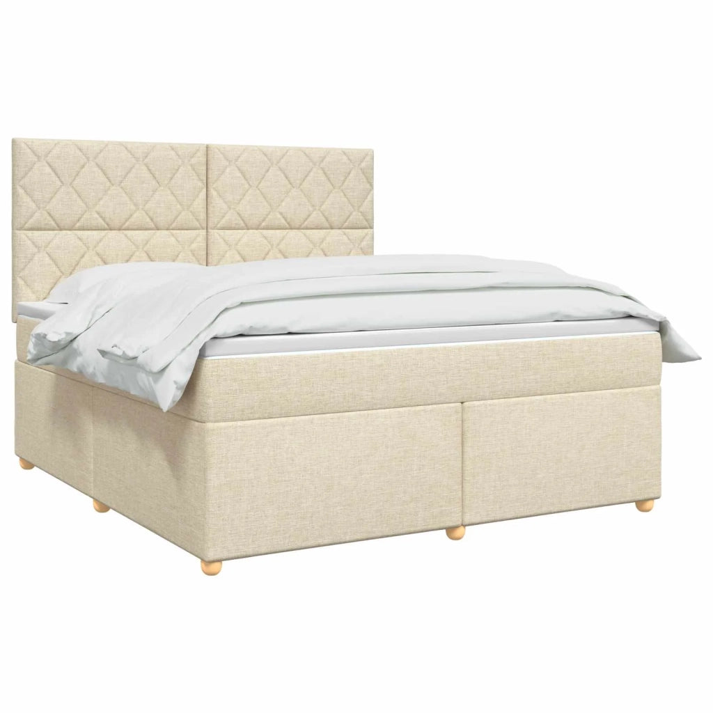 Letto box spring con materasso Crema 180 x 200 cm Tessuto 3455418