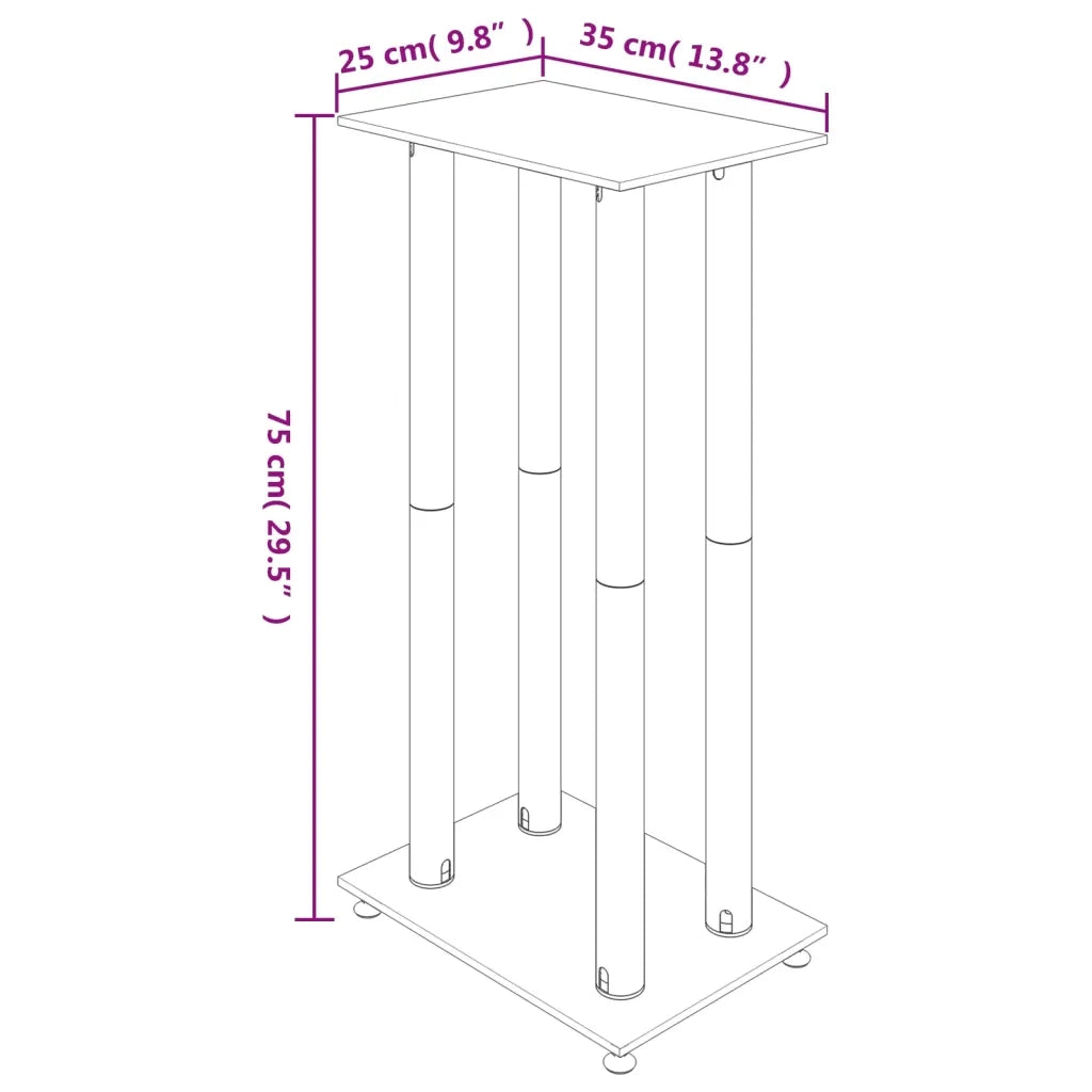 Pedane per Casse 2pz Nero Vetro Temperato Design a 4 Pilastri 51817