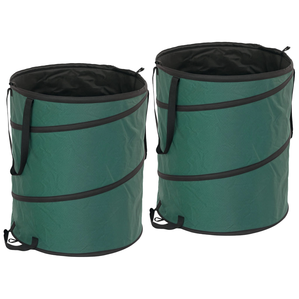 2 Sacchi da Giardino 160L, Impermeabili e Riutilizzabili per Rifiuti Verdi e Foglie, con Chiusura Lampo e Manici, Autoportanti e Resistenti