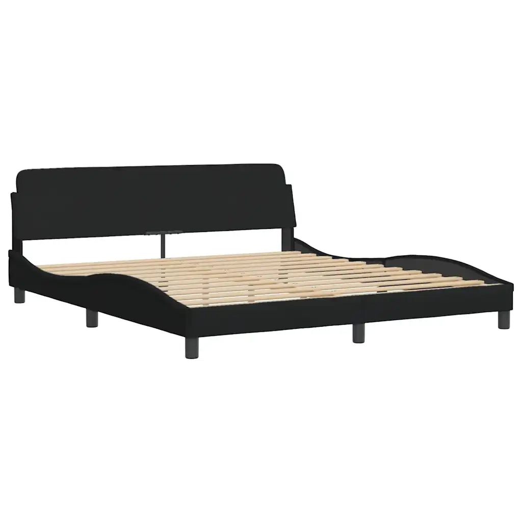 Letto matrimoniale | Letto per adulti | Giroletto senza Materasso Nero 180x200 cm in Tessuto