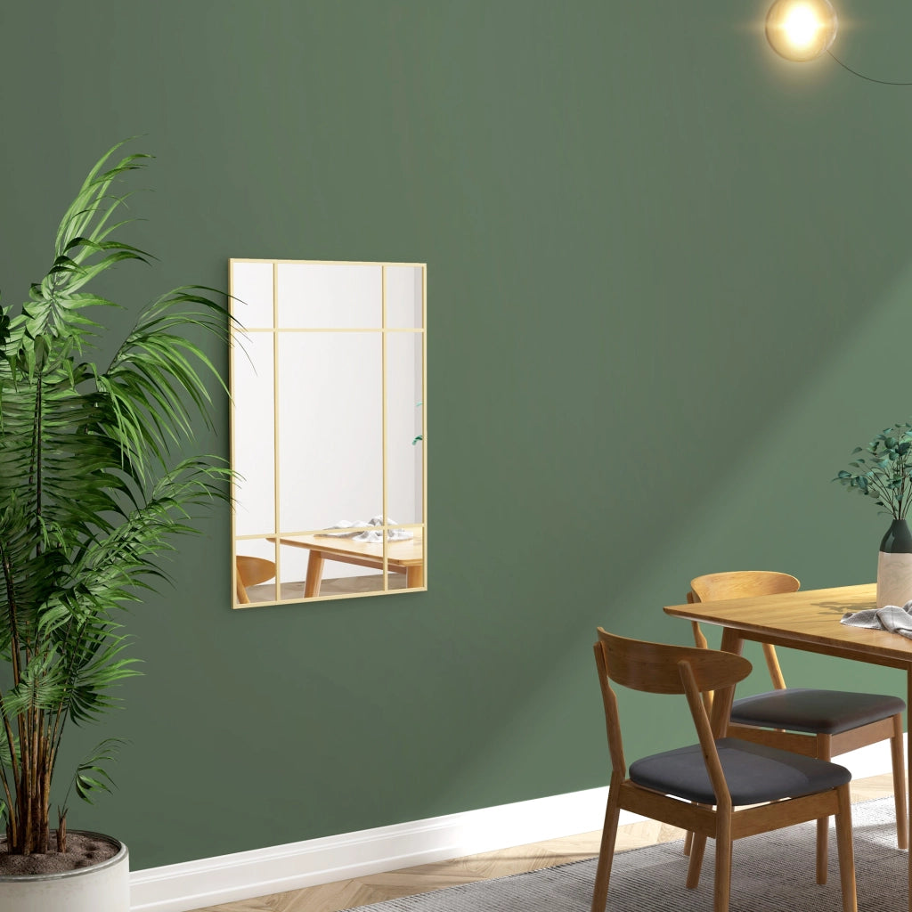 Specchio da Parete Rettangolare ¨C Xylo ¨C Cornice Metallo Dorato 90x60 cm
