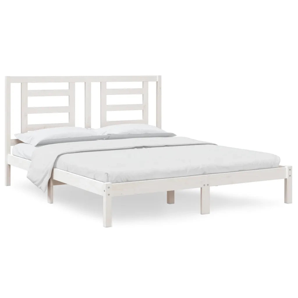 Letto matrimoniale | Letto per adulti | Giroletto senza Materasso Bianco 160x200 cm Legno Massello Pino
