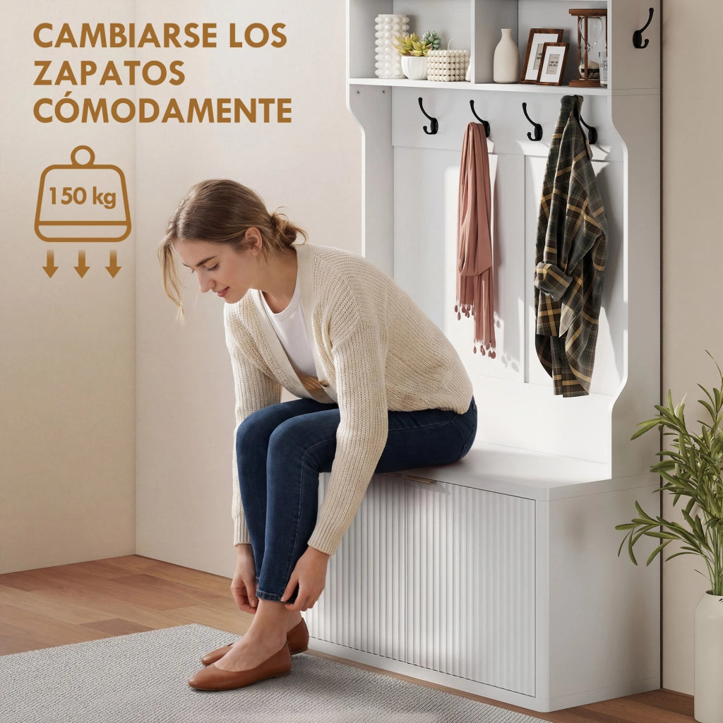 Appendiabiti con scaffale ¨C Minimal ¨C Bianco 100x38x172 cm