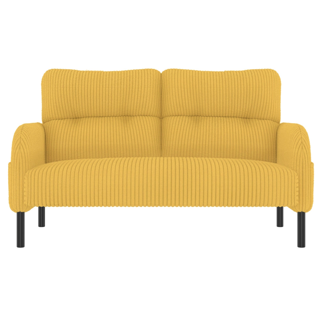 Set salotto 3 pezzi in corda giallo: divano 2 posti, poltrona e pouf con tasca laterale