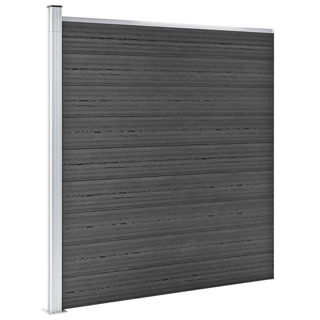 Set Pannelli di Recinzione in WPC 699x186 cm Nero 3070431