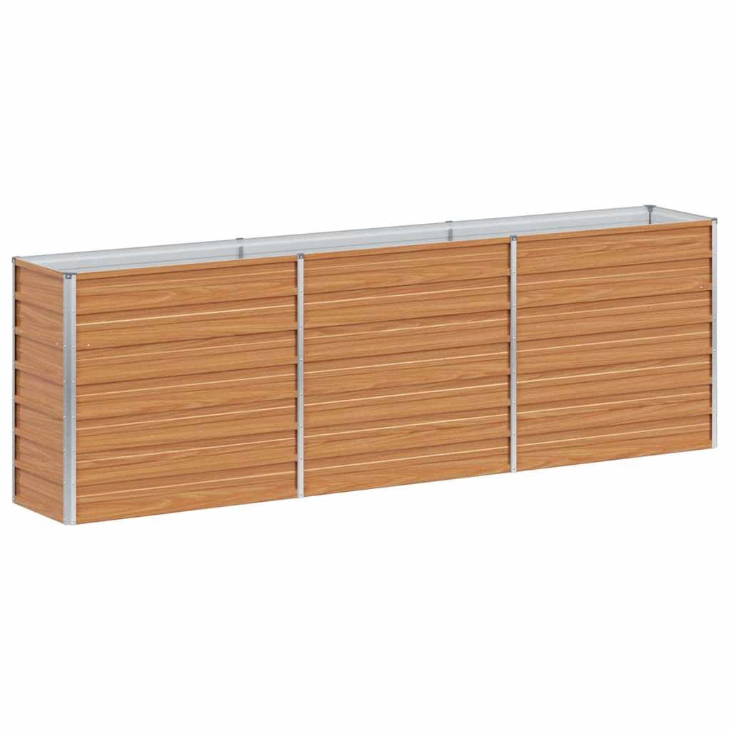 Fioriera rialzata industriale chic 240 x 40 x 77 cm resistente alle intemperie minimalista in acciaio galvanizzato marrone chiaro 02_0059017