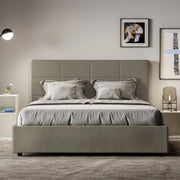 Letto imbottito Matrimoniale 170x200 cm Mika - Similpelle,Cappuccino,Contenitore