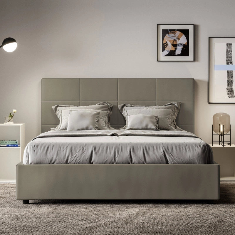 Letto imbottito Matrimoniale 170x200 cm Mika - Similpelle,Cappuccino,Contenitore