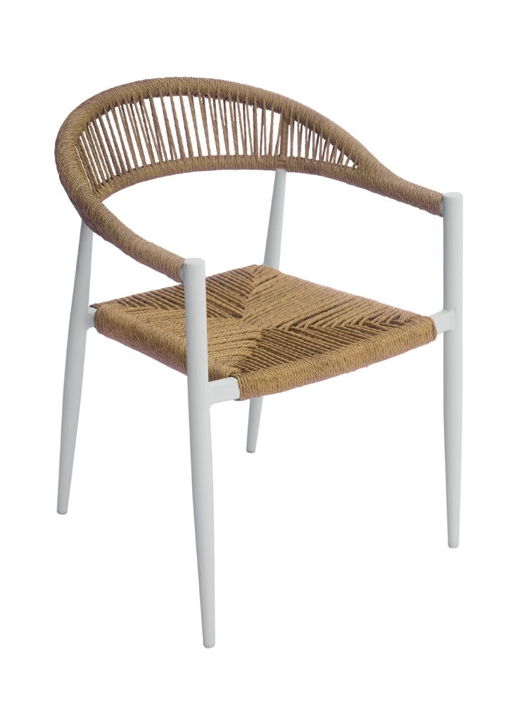 Poltrona Milano In Alluminio  Con Corda Sintetica  1 Pz Colore: Bianco/Paglia