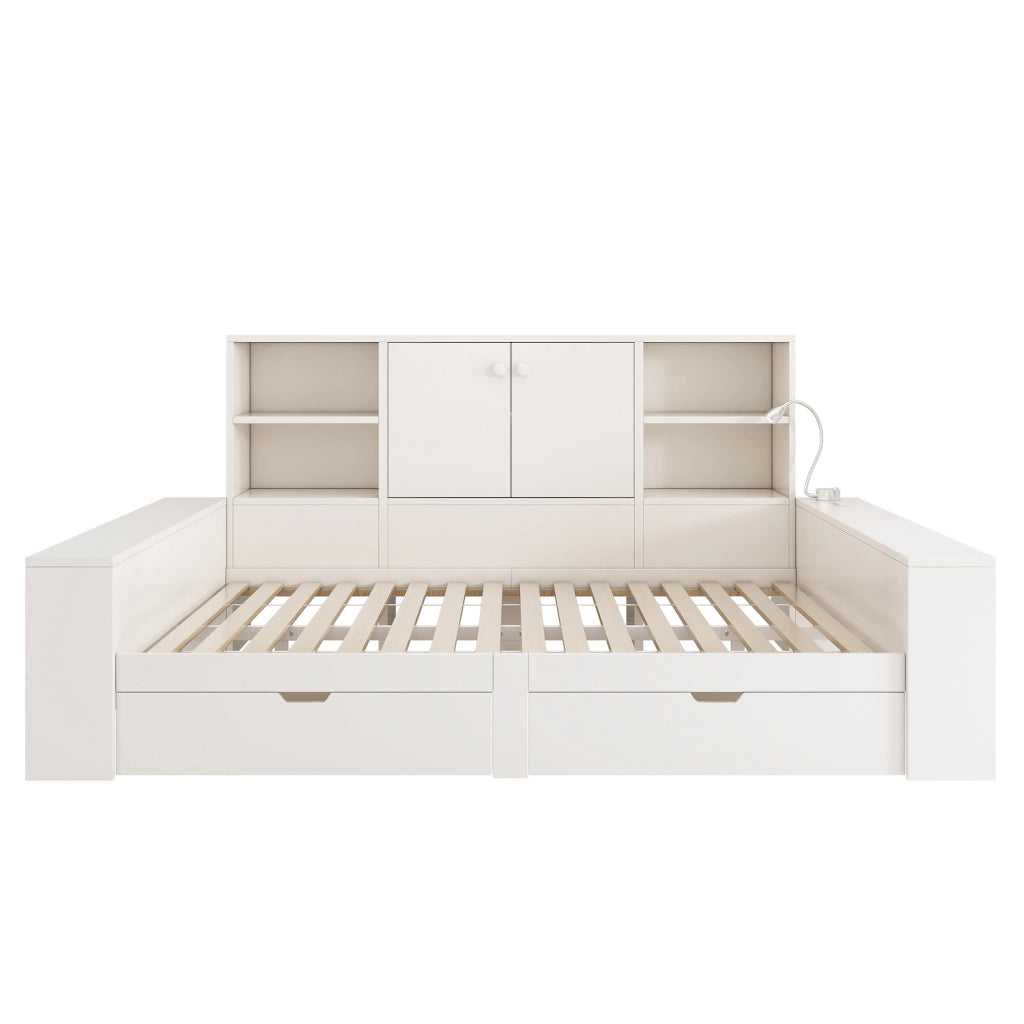 Letto con cassetti bianco 140 x 200 cm